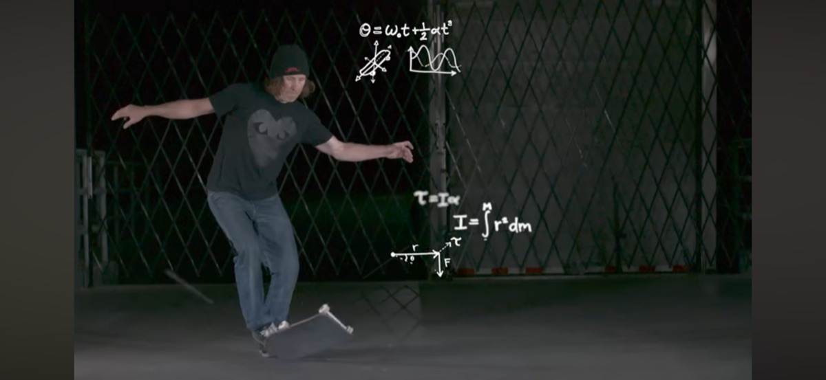 Rodney Mullen performing "the Impossible" trick in an episode of the Physics Girl